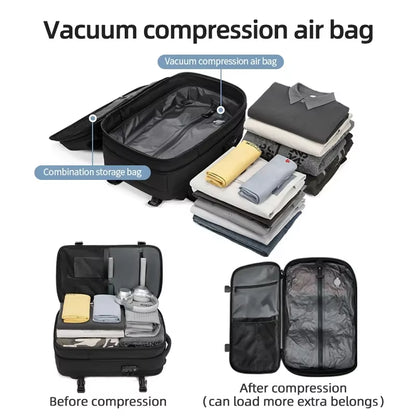 Ultimate Men's Travel Backpack: Vacuum Compression Design for 17-Inch Laptops - Perfect for School, Hiking, and Business with Spacious 36-55 L Capacity