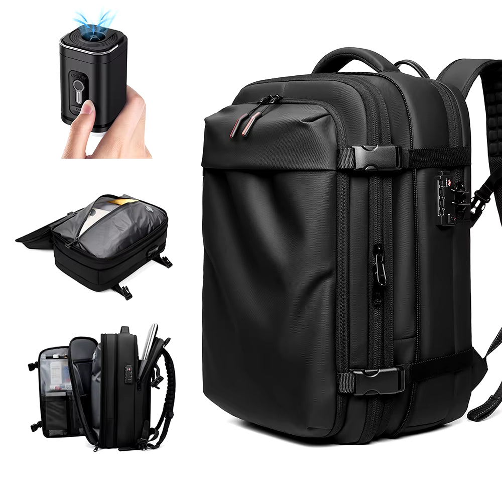 Ultimate Men's Travel Backpack: Vacuum Compression Design for 17-Inch Laptops - Perfect for School, Hiking, and Business with Spacious 36-55 L Capacity