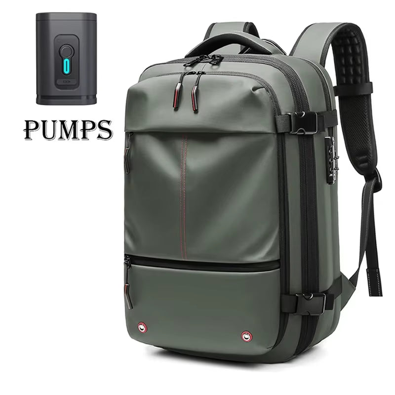 Ultimate Men's Travel Backpack: Vacuum Compression Design for 17-Inch Laptops - Perfect for School, Hiking, and Business with Spacious 36-55 L Capacity